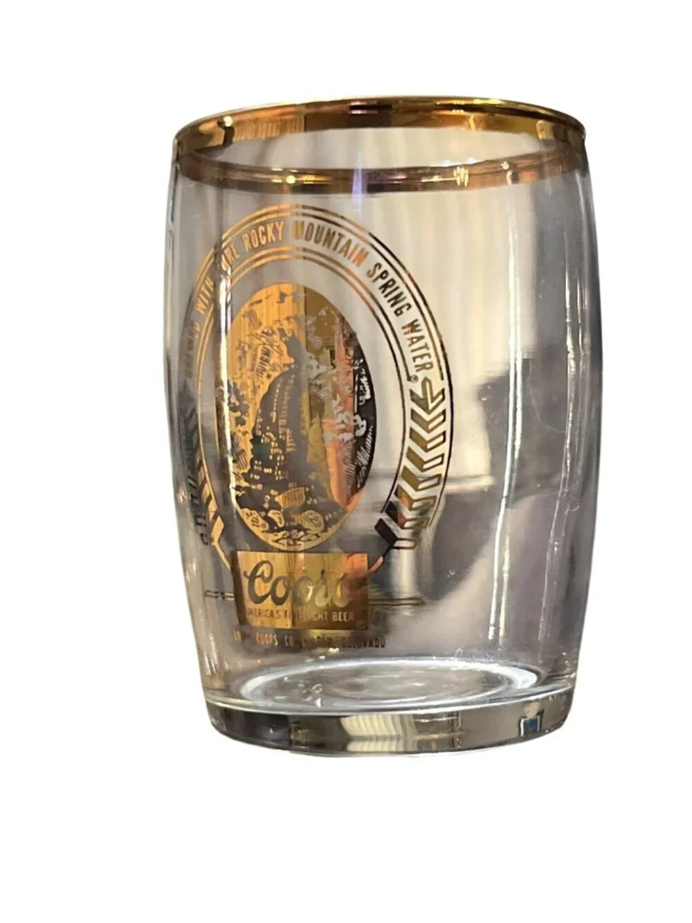 Vintage Coors Gold Rim Shot Glasses Set of 5 Rocky Mountain Cordial Barware Used